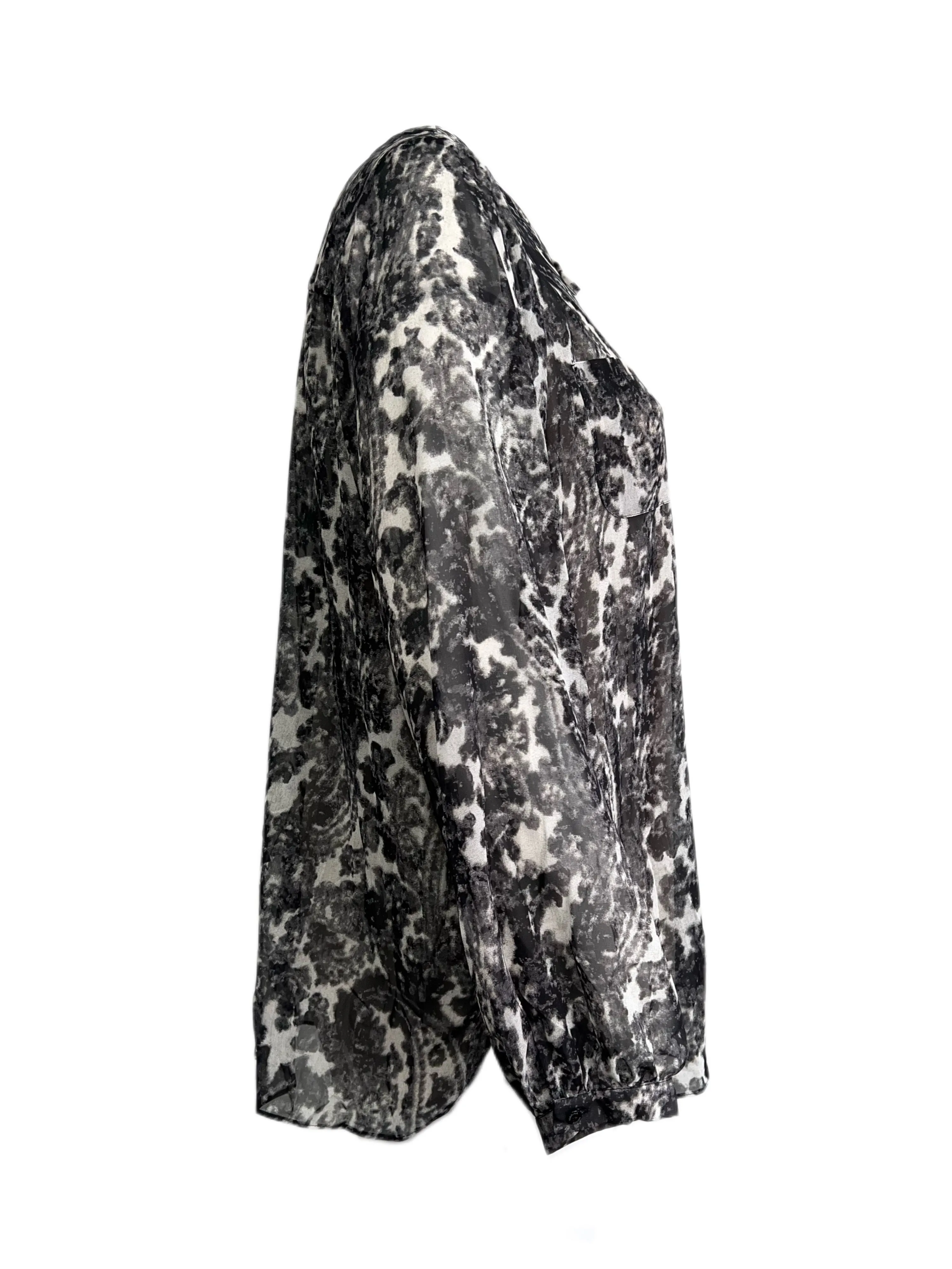 Marina Rinaldi Women's Dark Grey Baciato Printed Blouse NWT