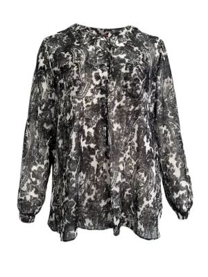 Marina Rinaldi Women's Dark Grey Baciato Printed Blouse NWT