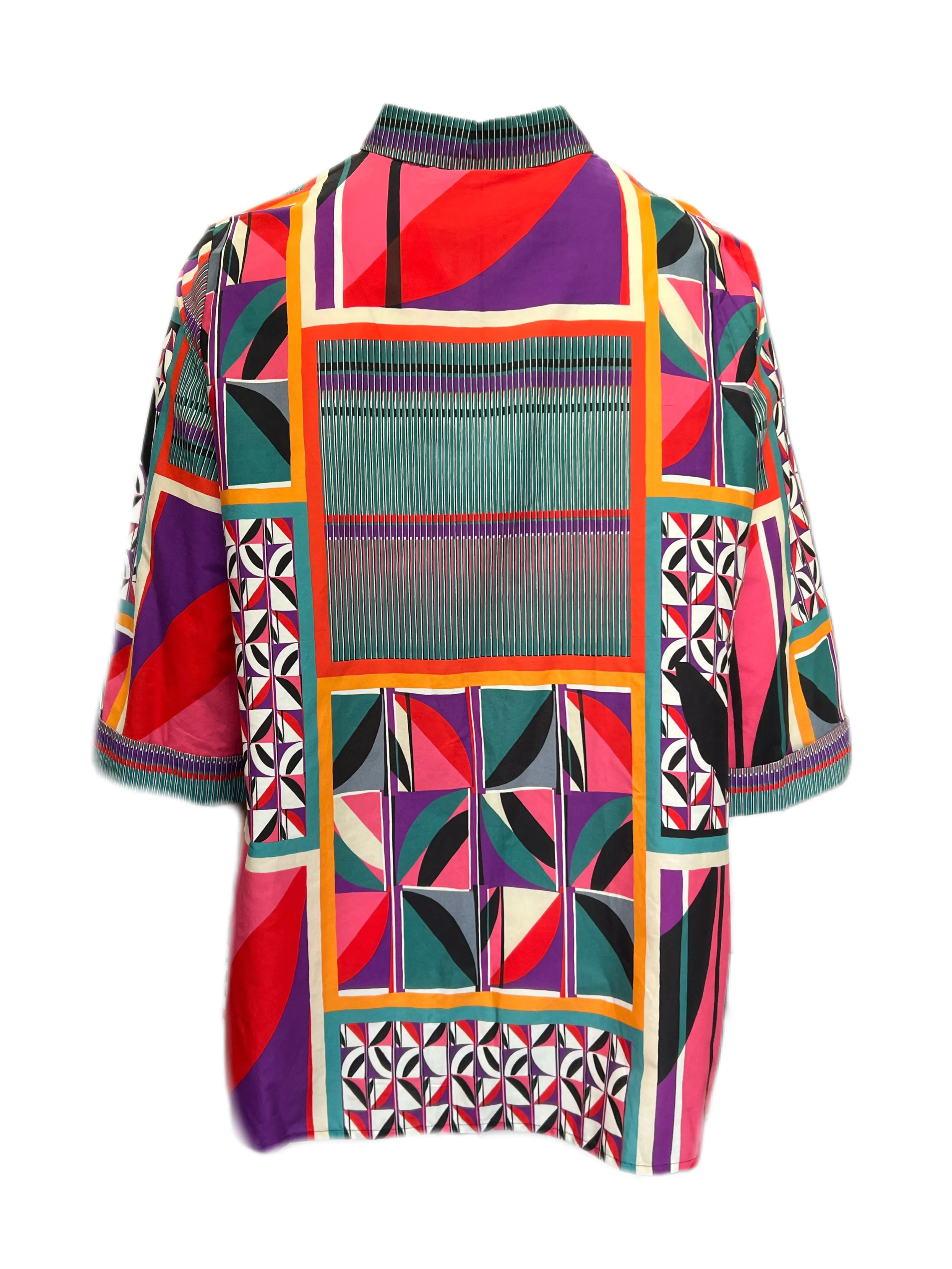 Marina Rinaldi Women's Multicolor Fidelma Printed Cotton Shirt Size 20W/29 NWT