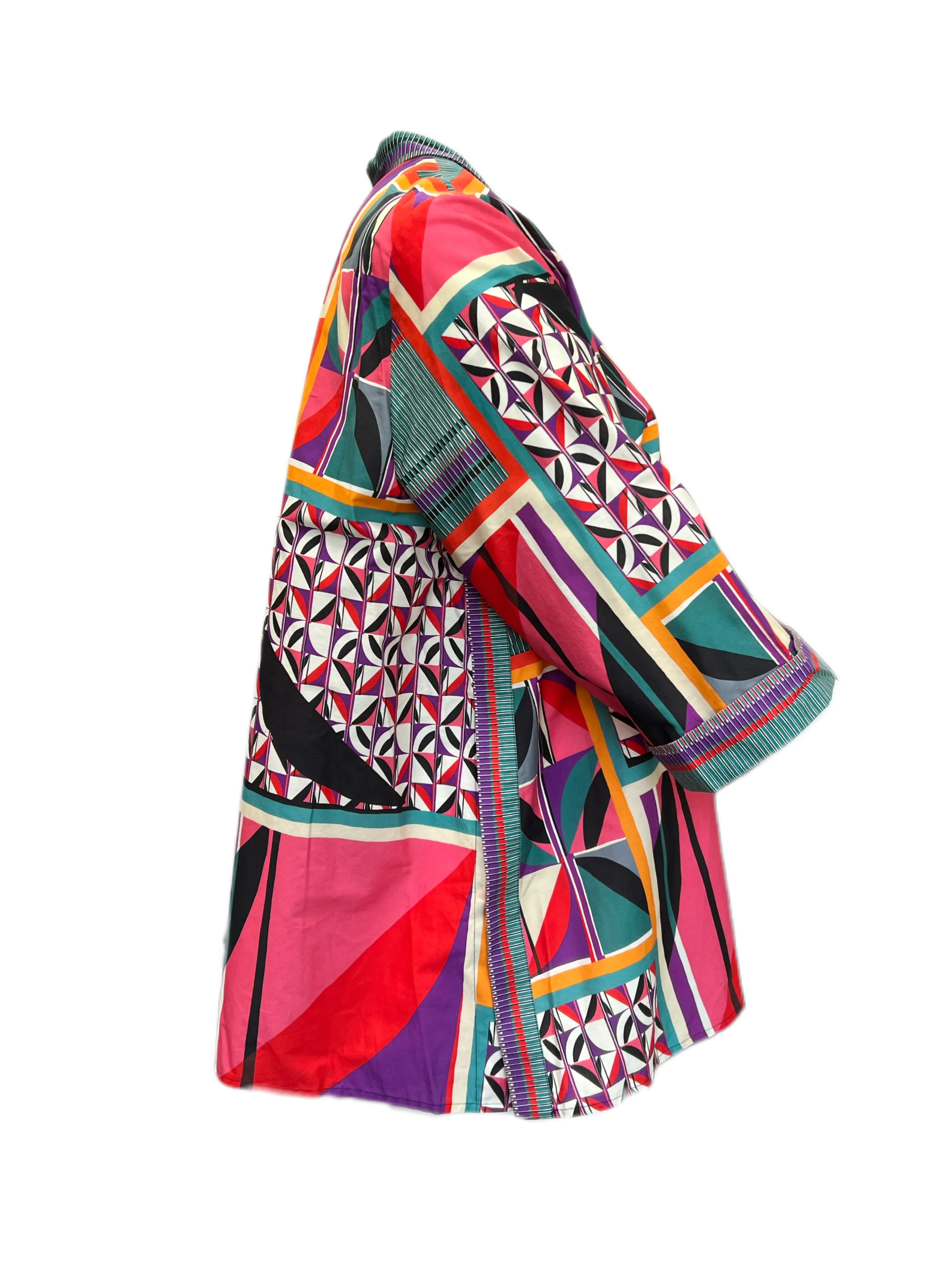 Marina Rinaldi Women's Multicolor Fidelma Printed Cotton Shirt Size 20W/29 NWT