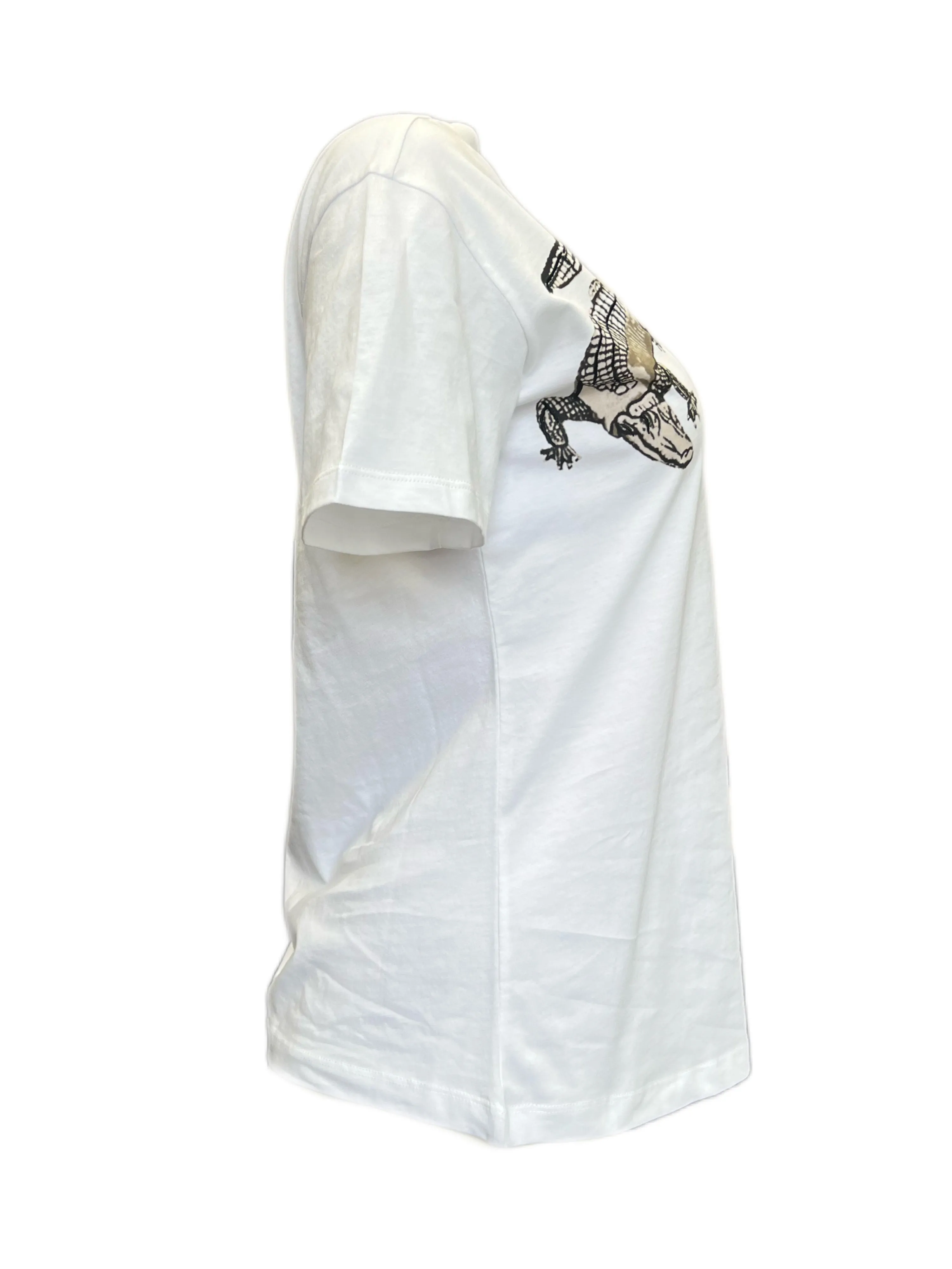 Marina Rinaldi Women's White Vittoria Printed Cotton T Shirt NWT