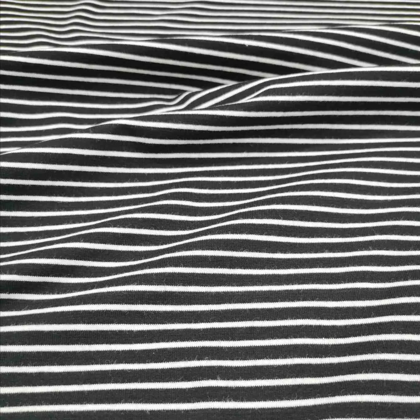 Maritime Cotton Jersey, Black White Stripe