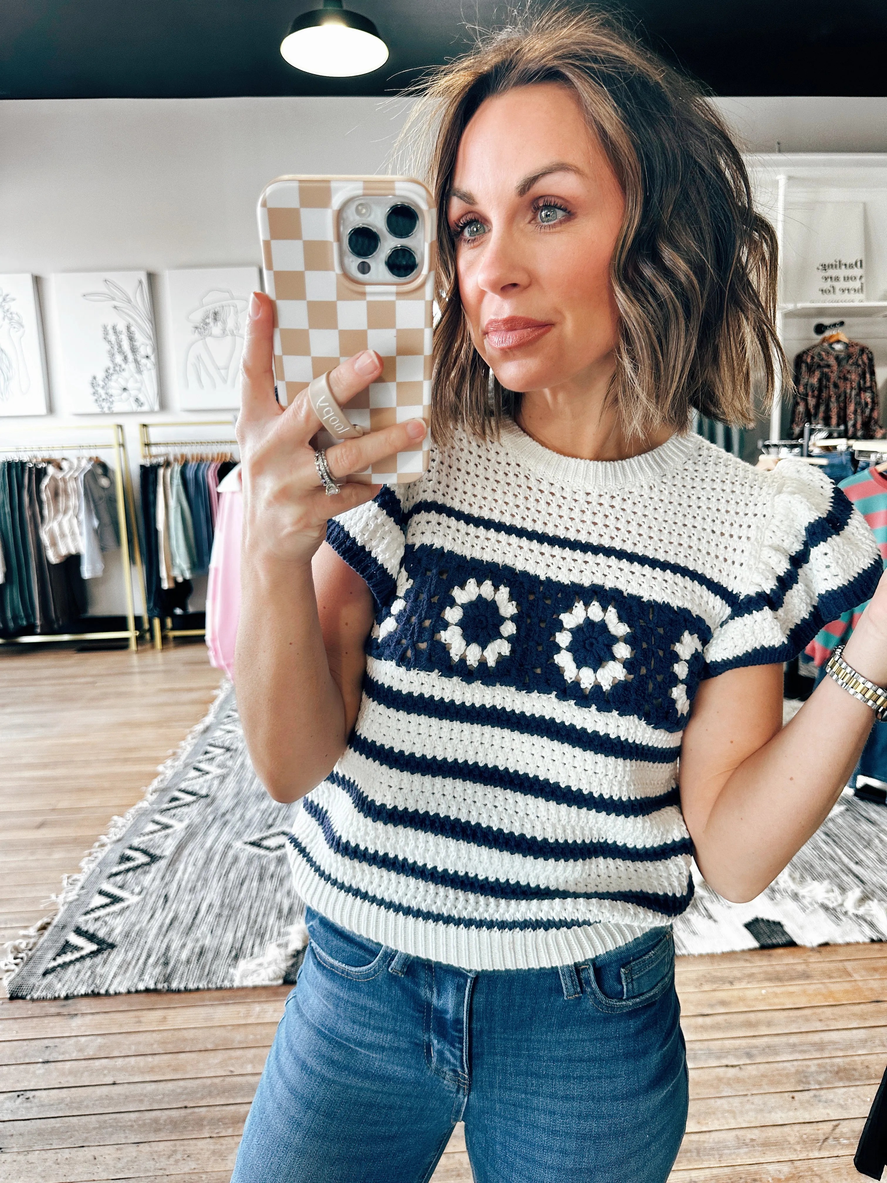 Marley Ruffled Sleeve Crochet Top-2 Colors
