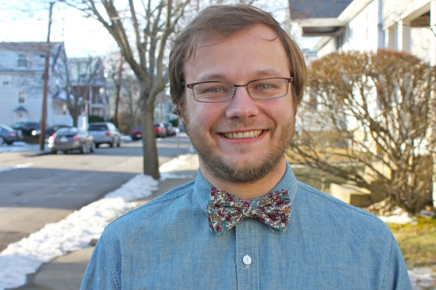Maroon and Teal Floral Corduroy Bow Tie