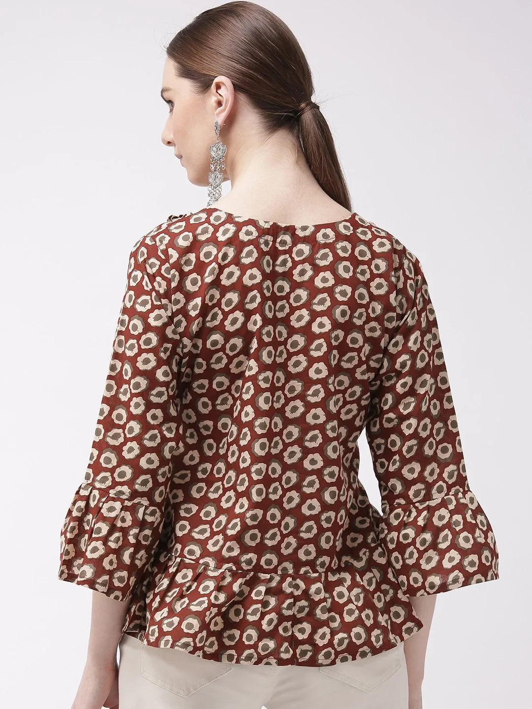 Maroon Peplum Top with Frill