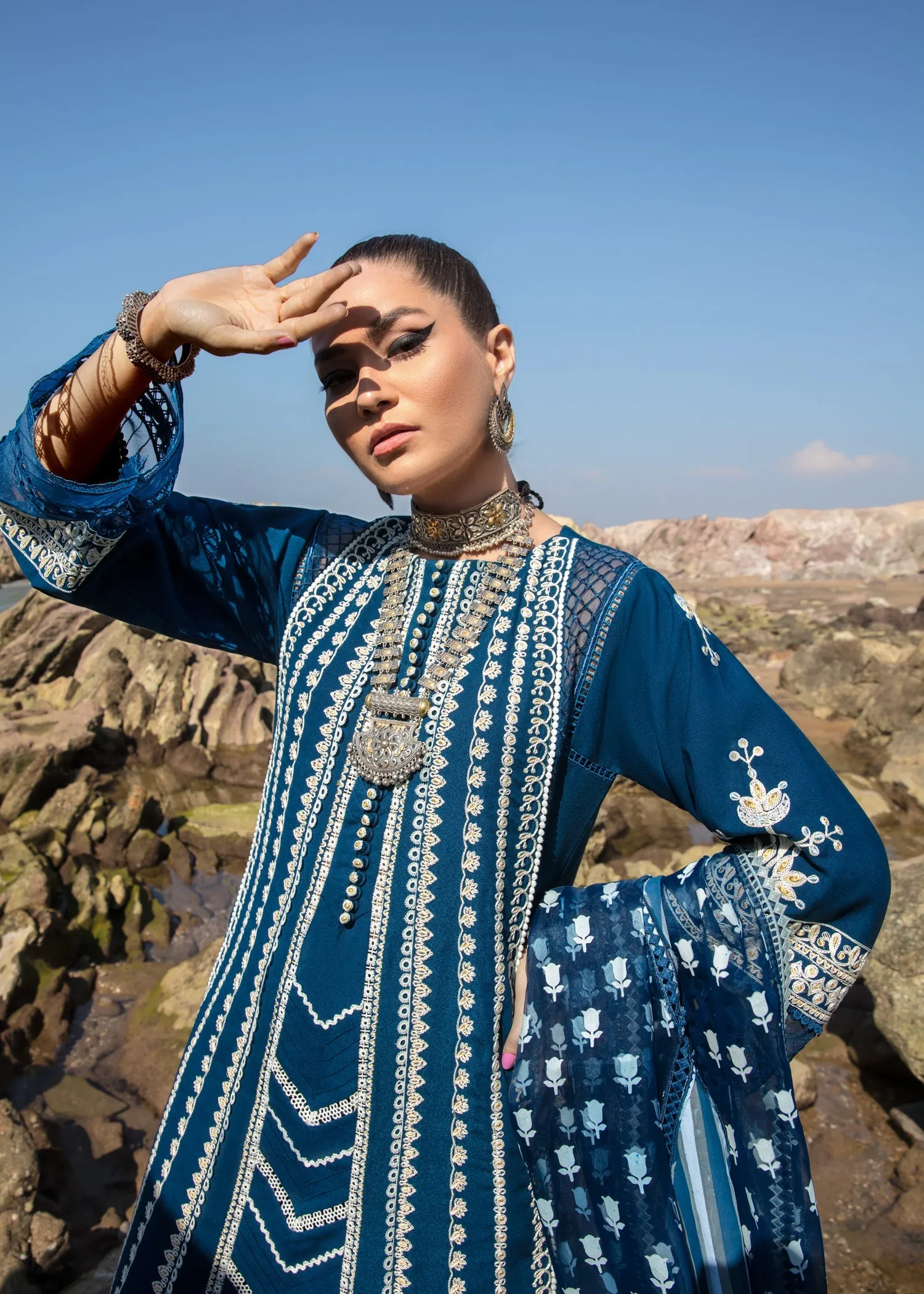 Marori Dreams Cobalt | Crimson Luxury Lawn Collection 2023 | Unstitched Embroidered Lawn Suits