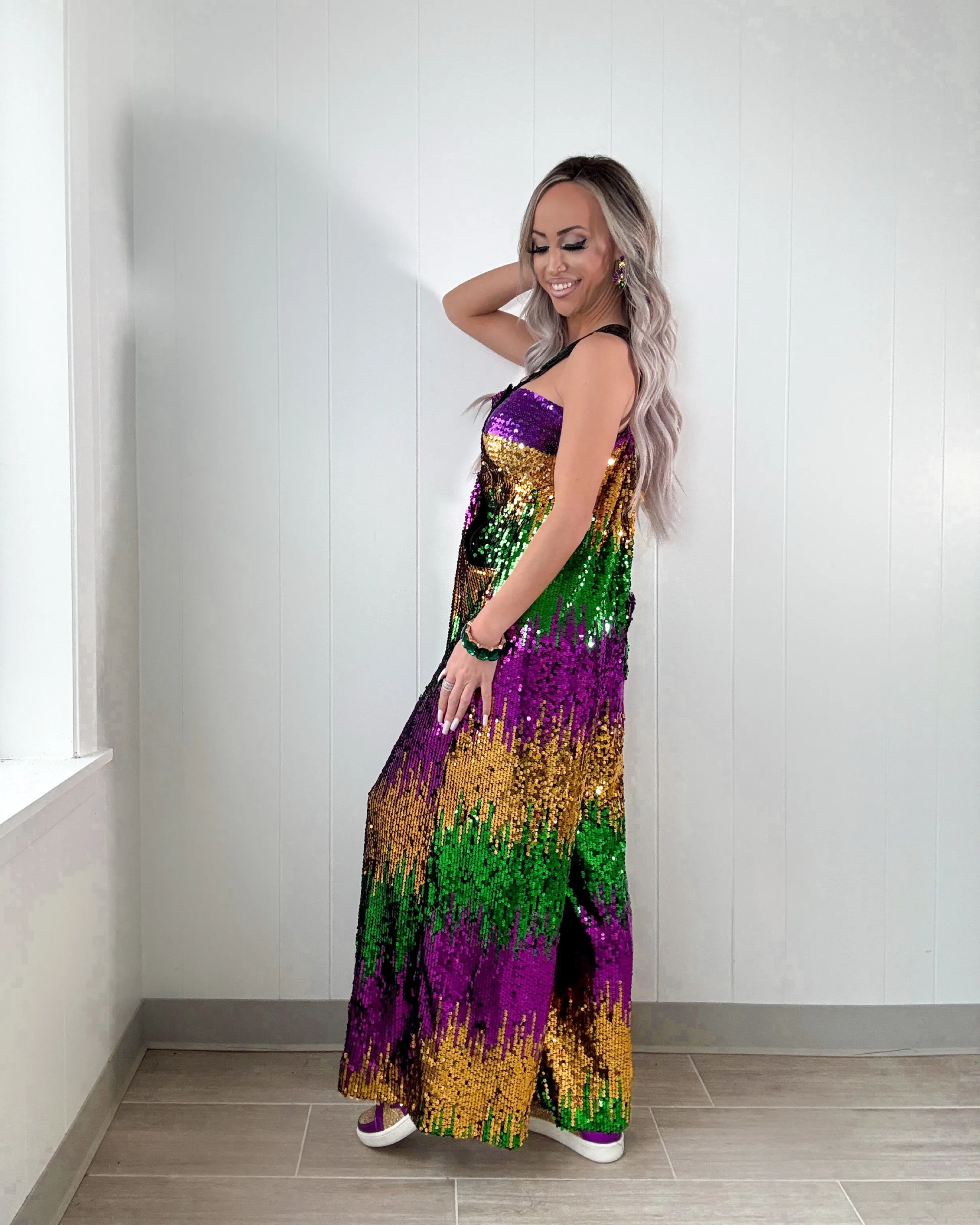 Masquerade Magic Sequin Colorblock Overalls