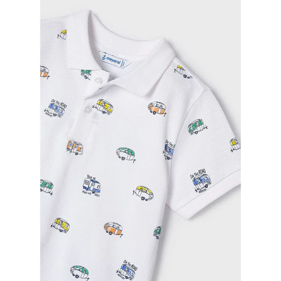 Mayoral White Printed Polo