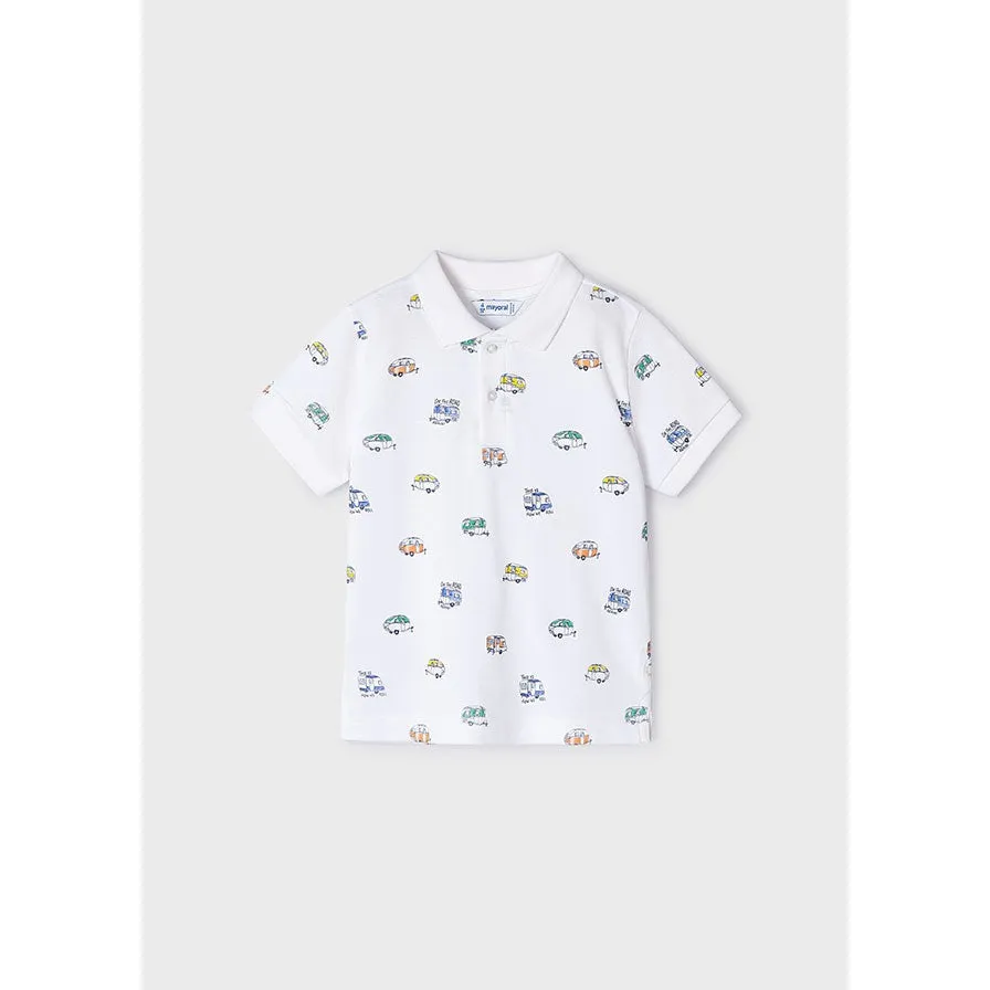 Mayoral White Printed Polo