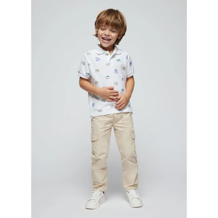 Mayoral White Printed Polo