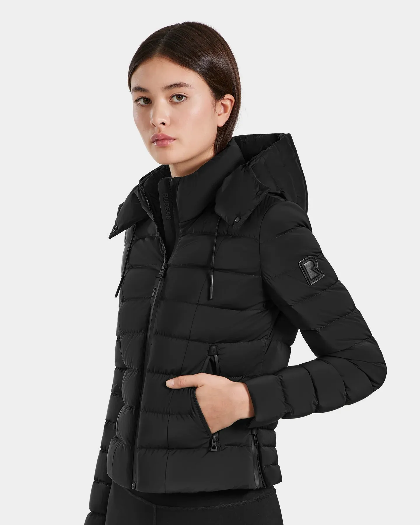 Melissa Removeable Hood Matte Lightweight Down Jacket - Black