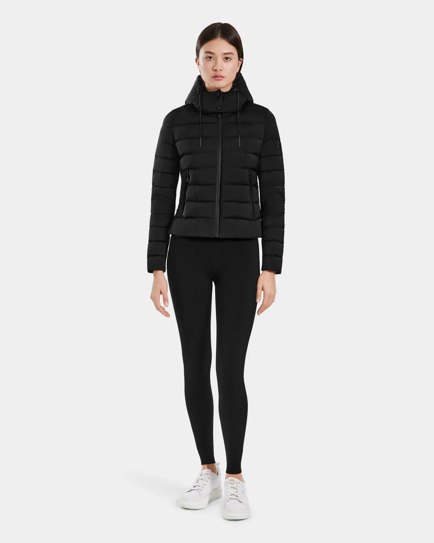 Melissa Removeable Hood Matte Lightweight Down Jacket - Black
