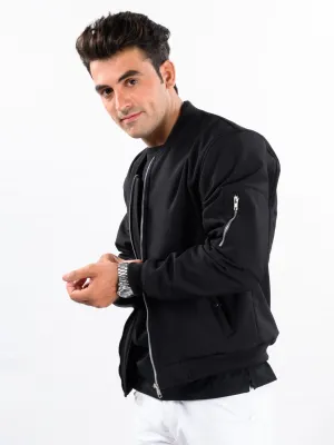 Men Black Bomber Jacket