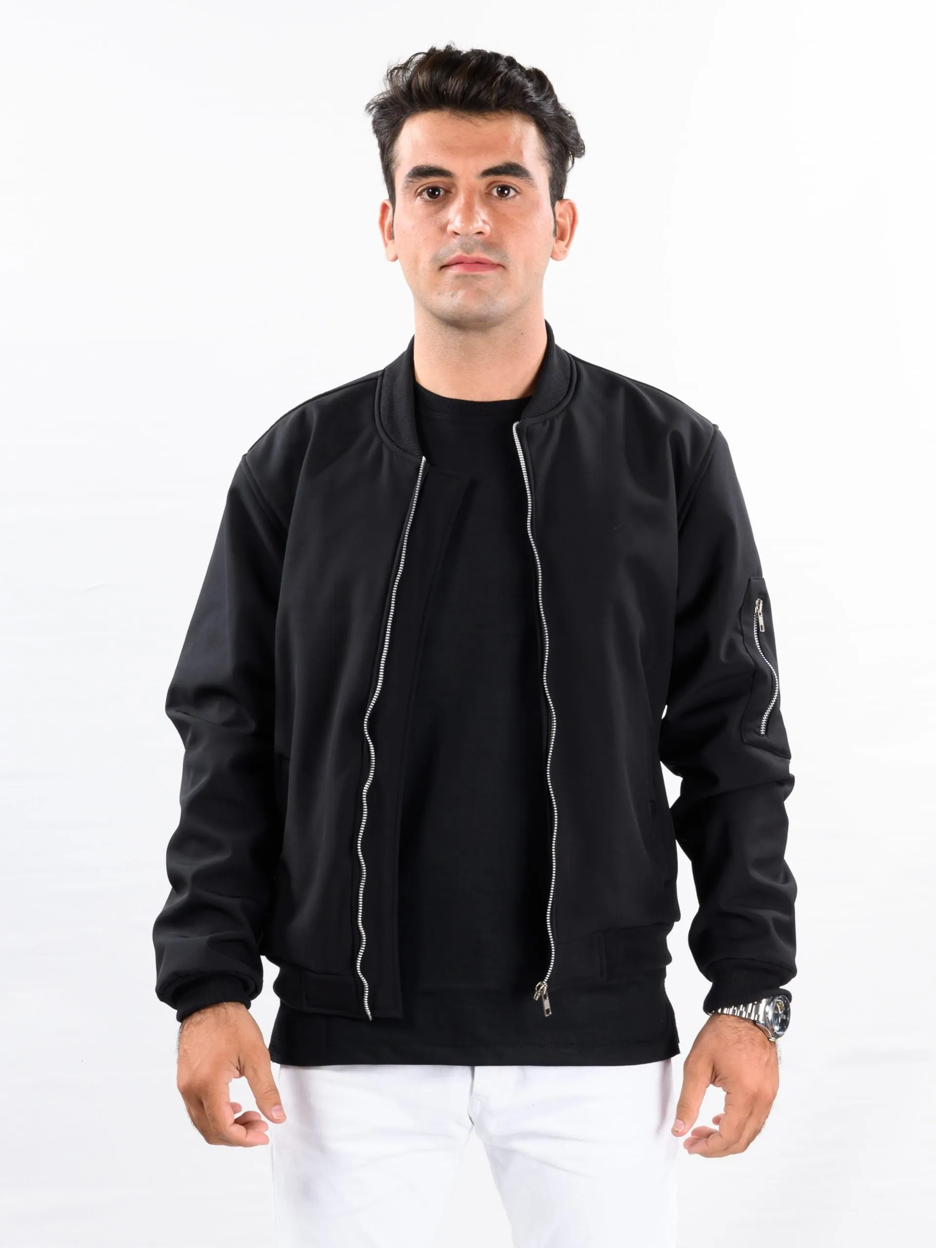 Men Black Bomber Jacket