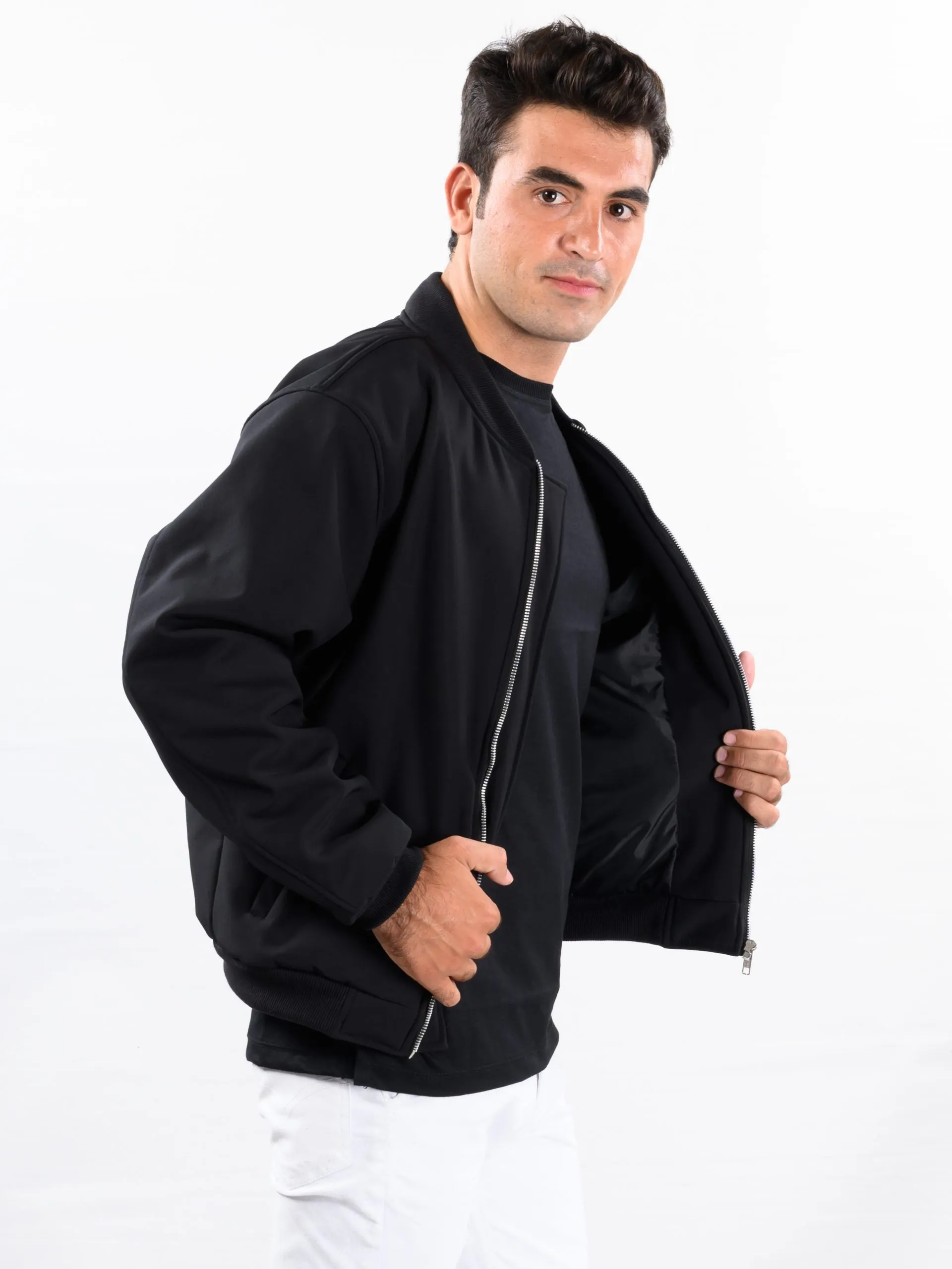 Men Black Bomber Jacket