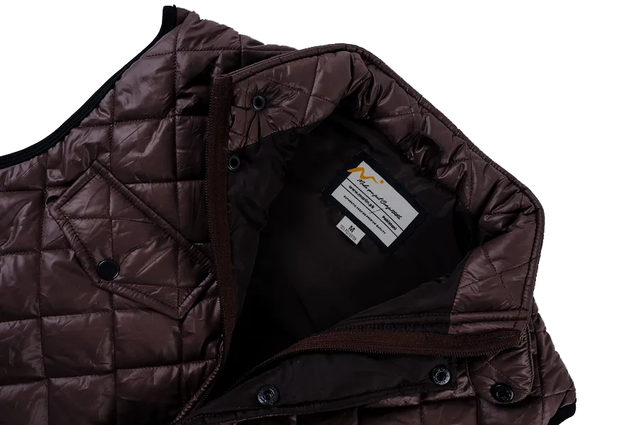 Men Brown Diamond Quilted Puffer Jacket