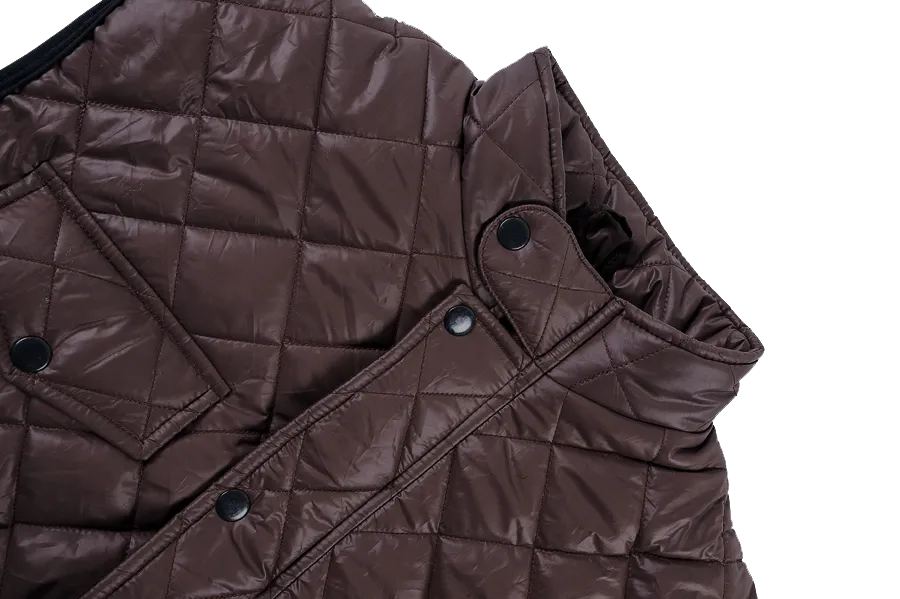 Men Brown Diamond Quilted Puffer Jacket