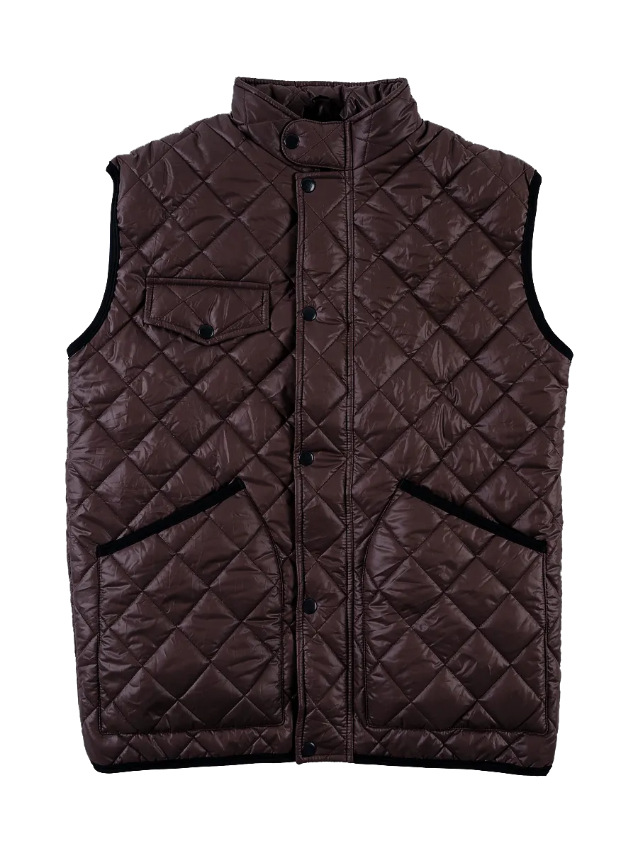 Men Brown Diamond Quilted Puffer Jacket
