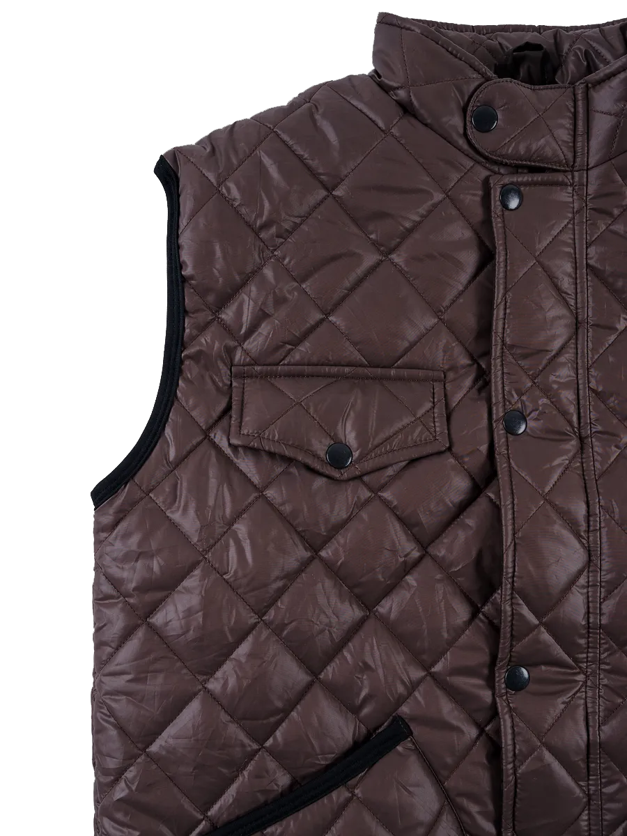Men Brown Diamond Quilted Puffer Jacket