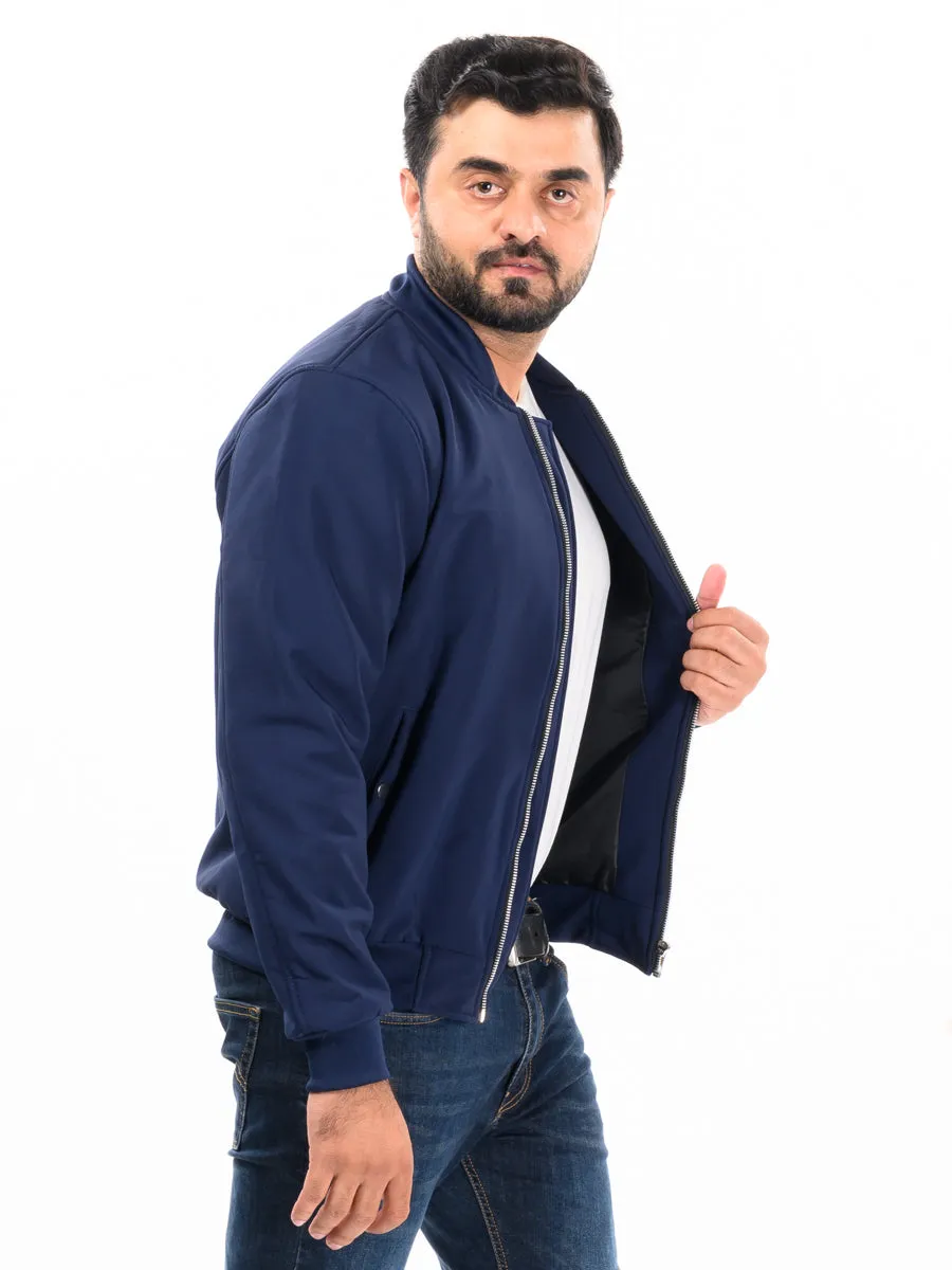 Men Navy Blue Bomber Jacket