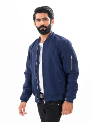 Men Navy Blue Bomber Jacket