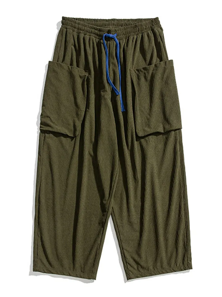 Men's Hip-Hop Exaggerated Pocket Corduroy Straight-Leg Pants