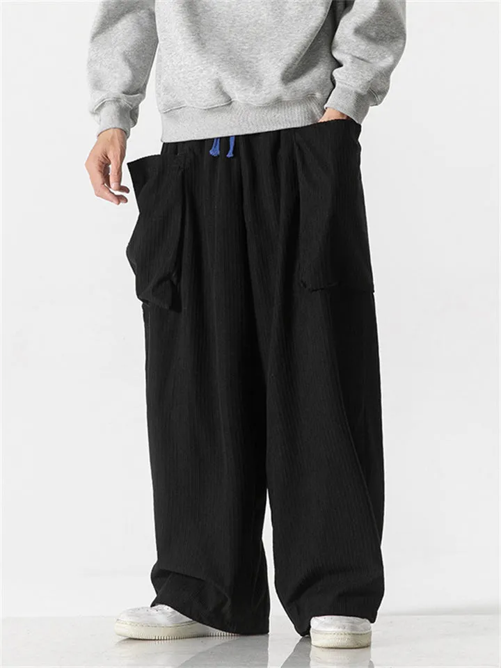 Men's Hip-Hop Exaggerated Pocket Corduroy Straight-Leg Pants