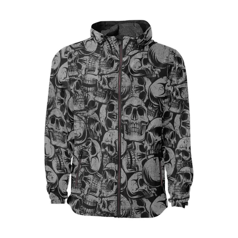 Men's Lots of Skulls Black Gray Windbreaker