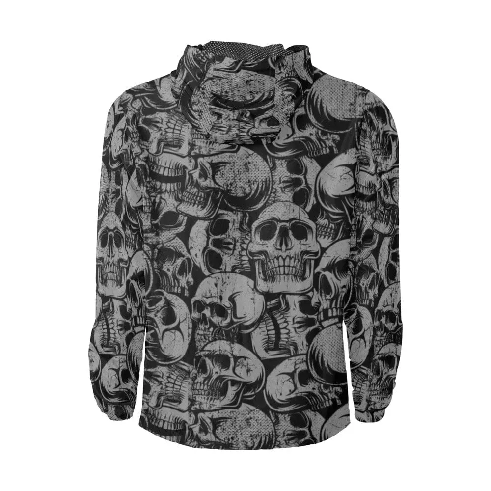 Men's Lots of Skulls Black Gray Windbreaker