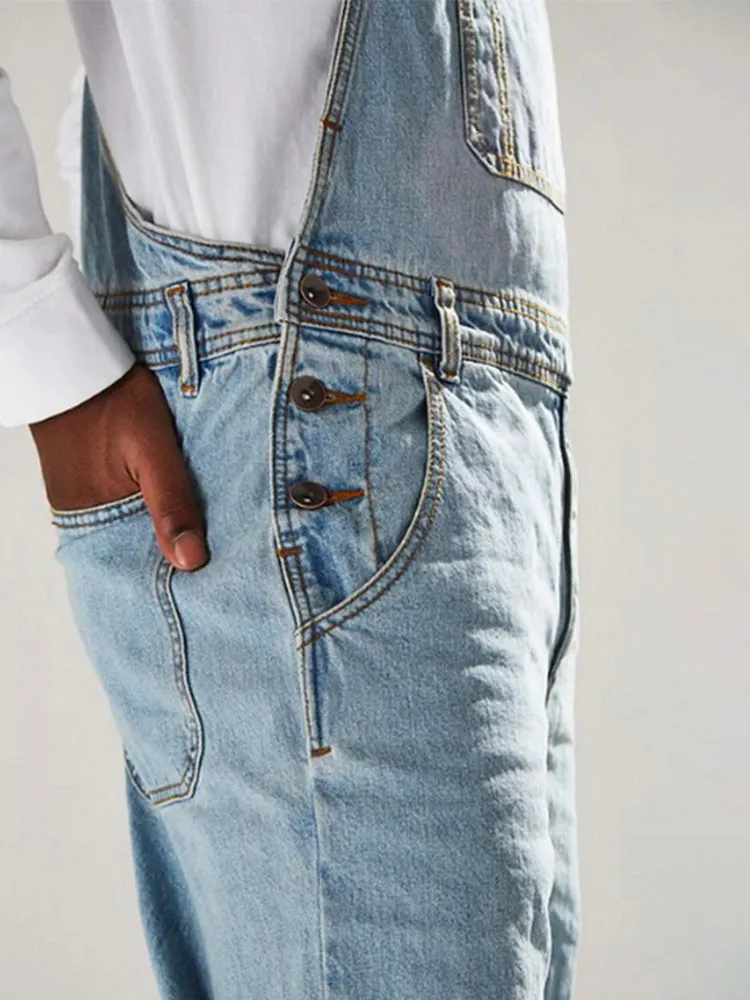 Men's Medium Wash Denim Bib Overalls