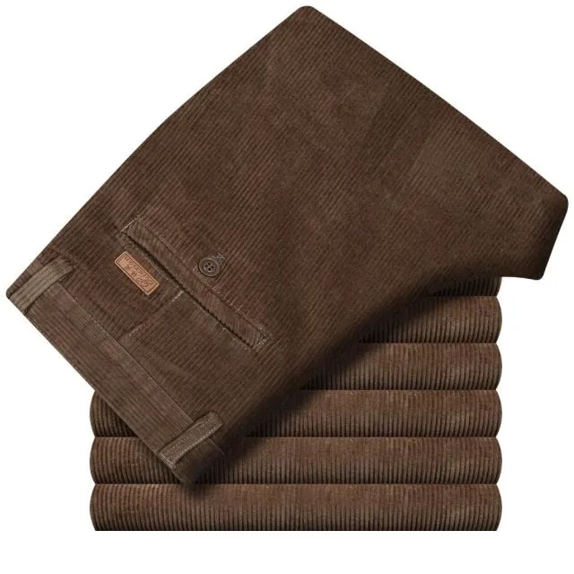 Men's Plus Size High Waist Fine Corduroy Dress Pants