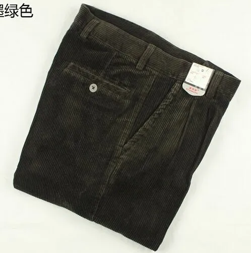 Men's Plus Size High Waist Fine Corduroy Dress Pants