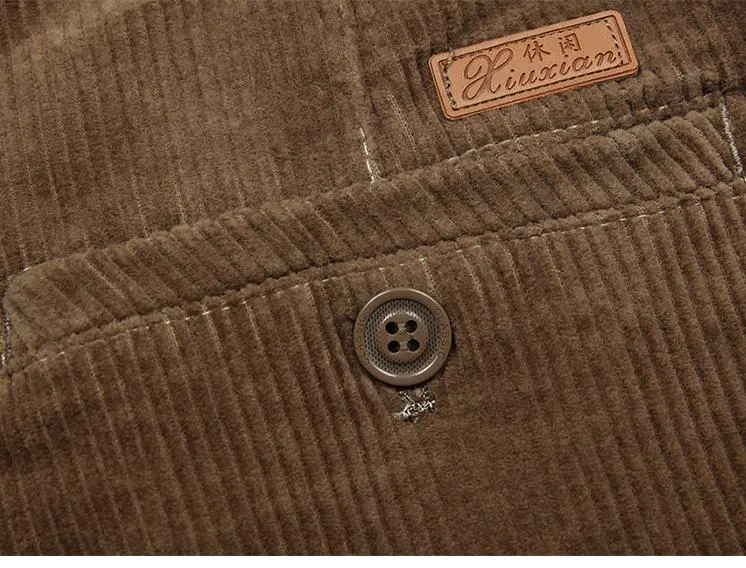 Men's Plus Size High Waist Fine Corduroy Dress Pants