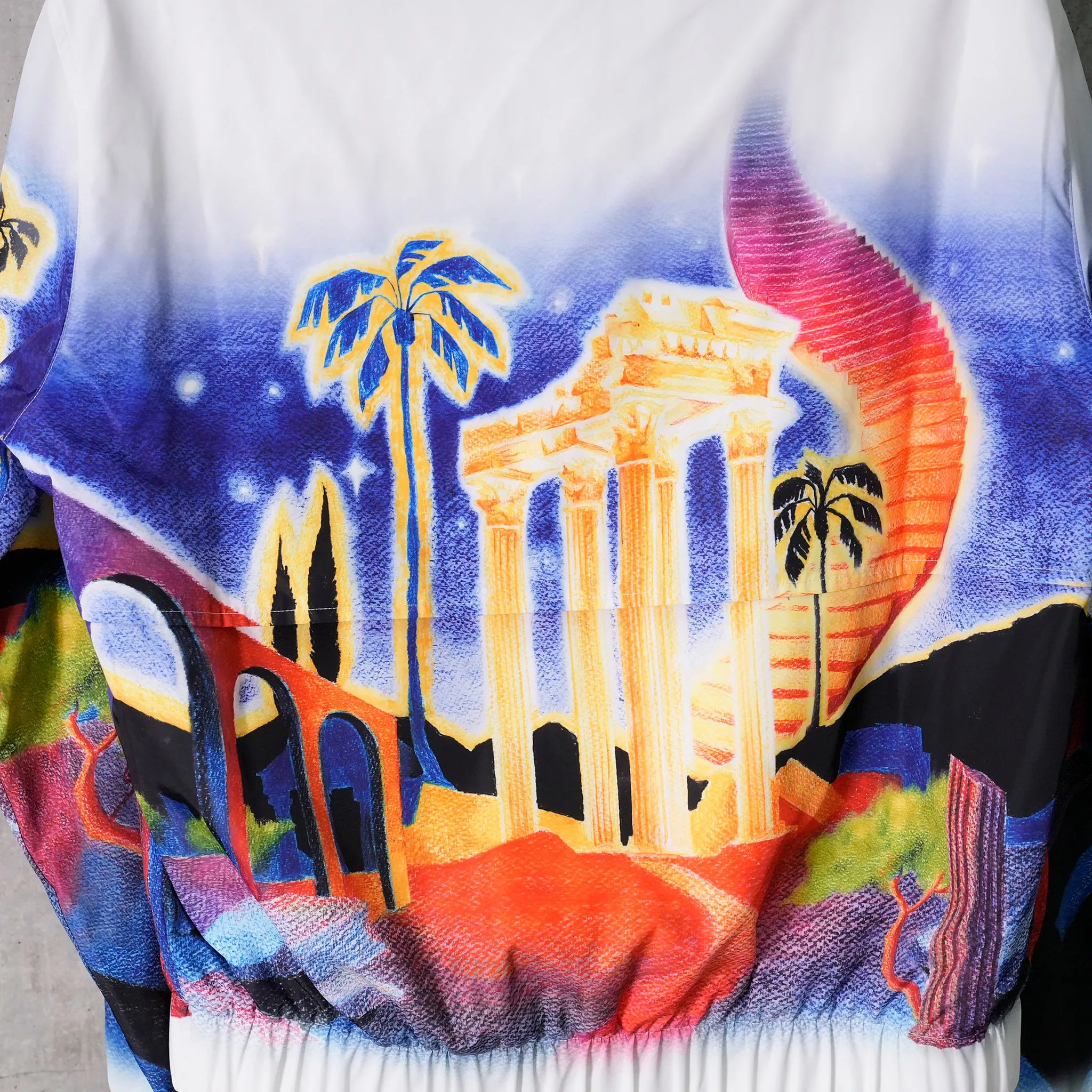 MENS PRINTED WINDBREAKER JACKET / CSB675:MIDNIGHT ACROPOLIS