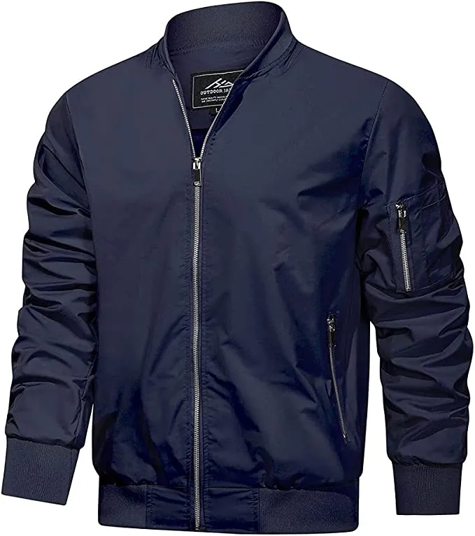 Men's Slim Fit Lightweight Softshell Flight Bomber Jacket