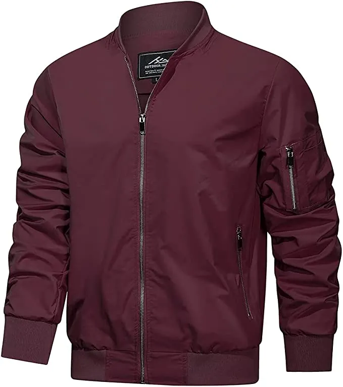 Men's Slim Fit Lightweight Softshell Flight Bomber Jacket