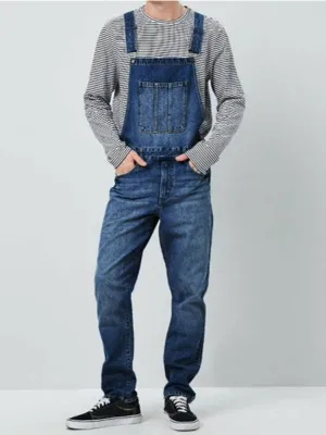 Men's Slim Fit Suspender Washed Denim Overalls