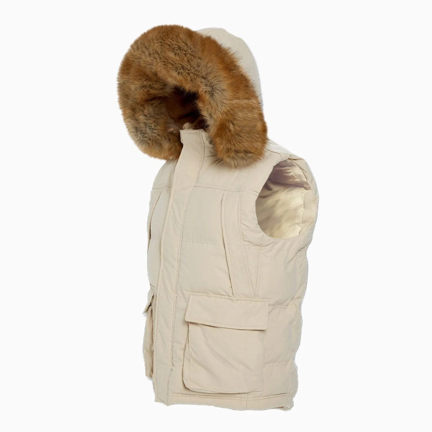 Men's Yukon Fur Lined Hooded Puffer Vest