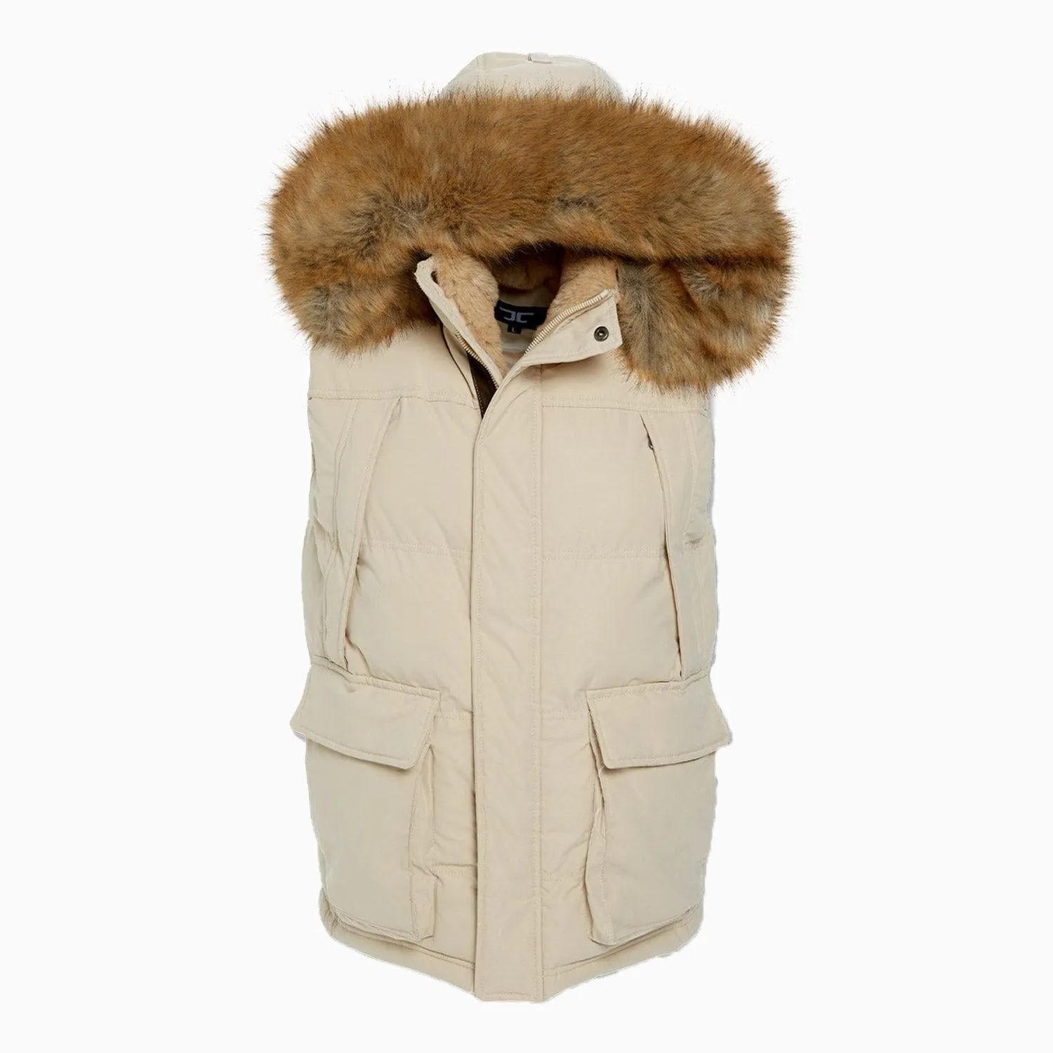 Men's Yukon Fur Lined Hooded Puffer Vest