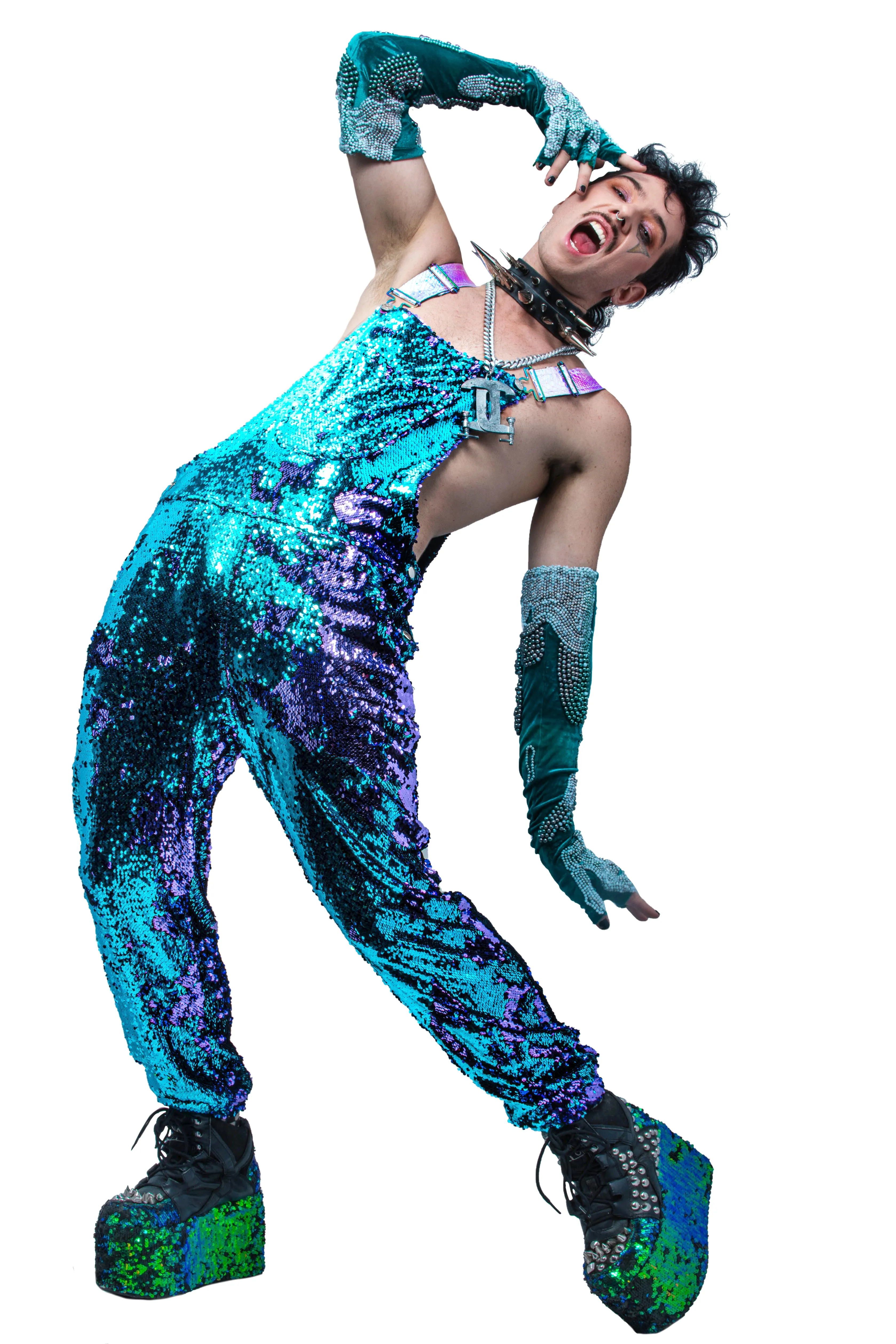Mermaid Mystic Men's Jogger Sequin Overalls
