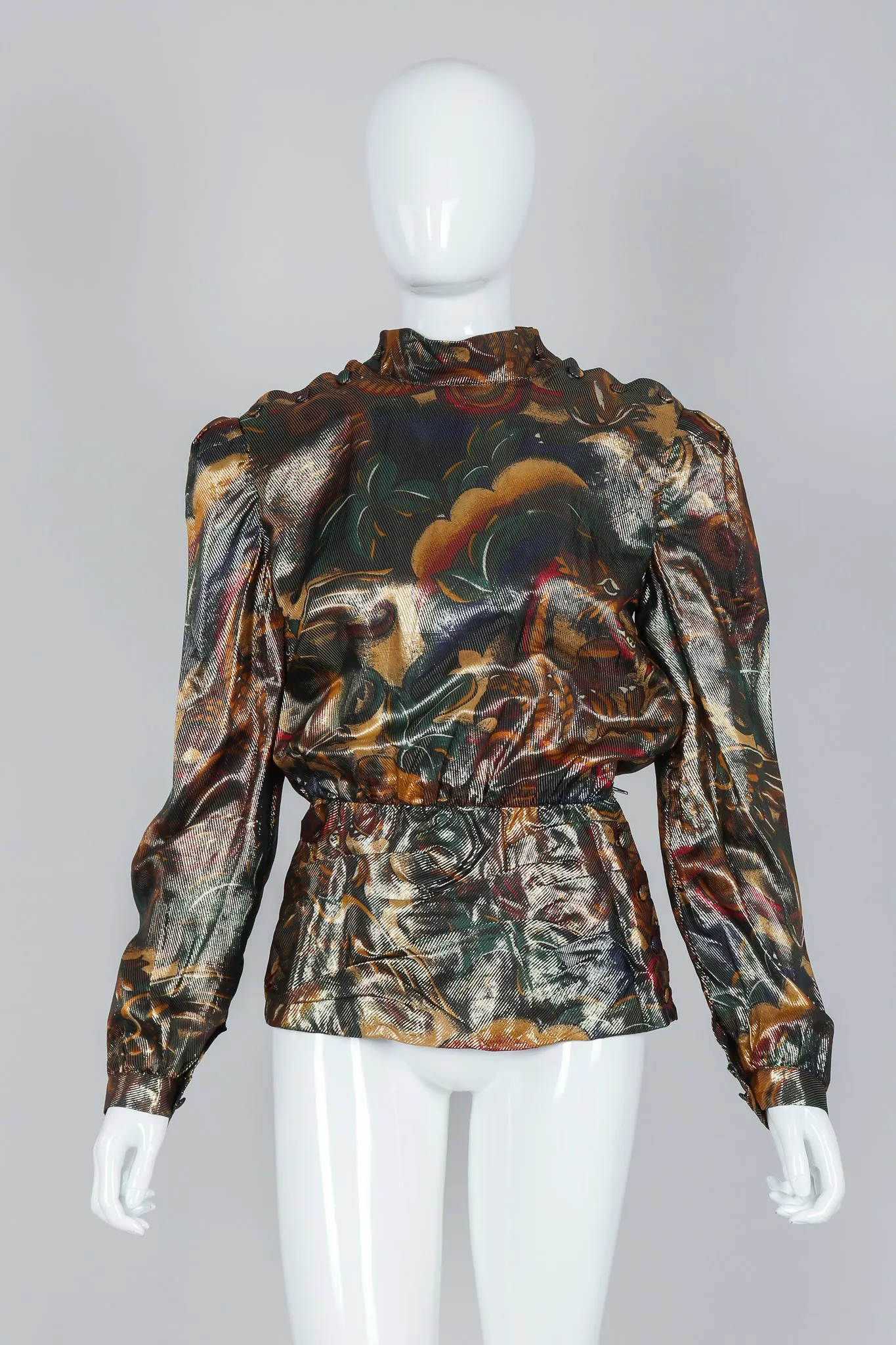 Metallic Lamé Dragon Peplum Top