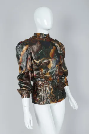 Metallic Lamé Dragon Peplum Top