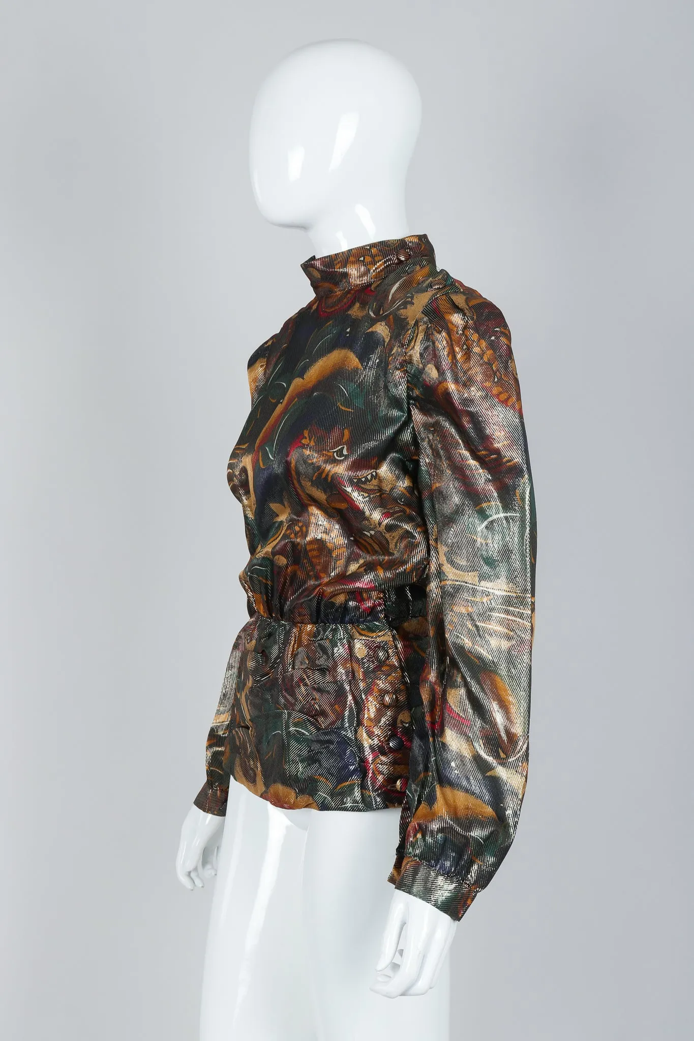 Metallic Lamé Dragon Peplum Top