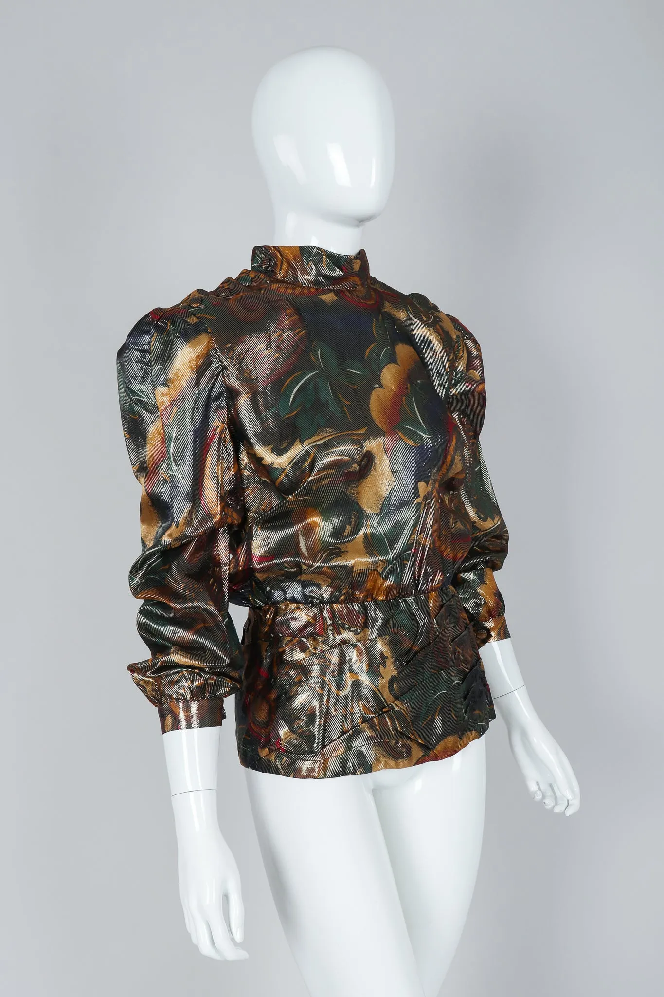 Metallic Lamé Dragon Peplum Top