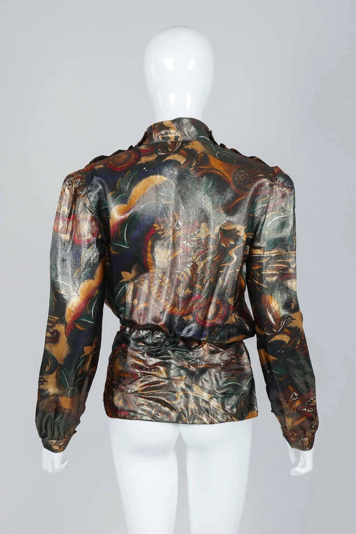 Metallic Lamé Dragon Peplum Top
