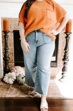 Mica Denim: Cropped Wide Leg With Front Pocket