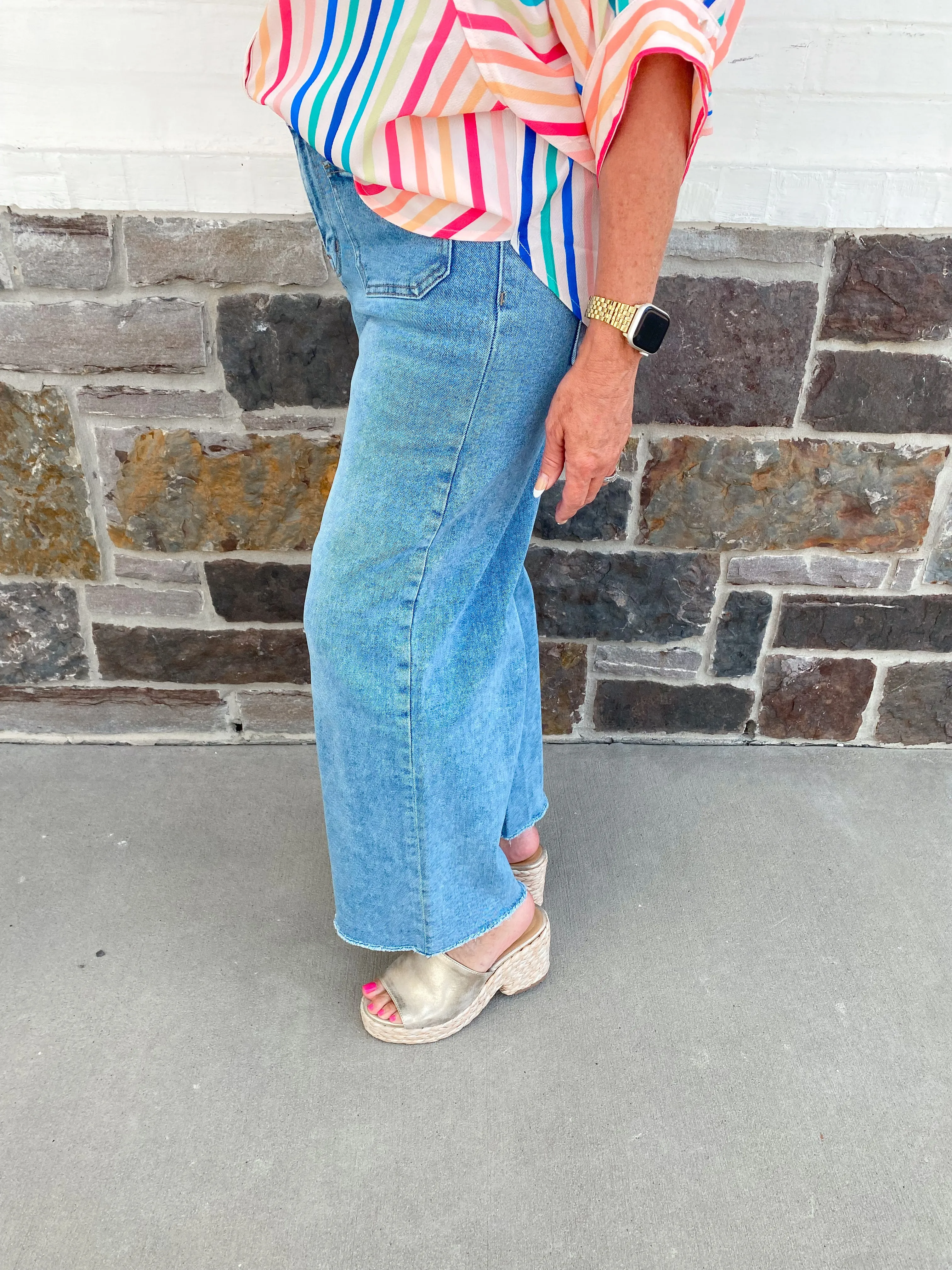 Mica Denim: Cropped Wide Leg With Front Pocket