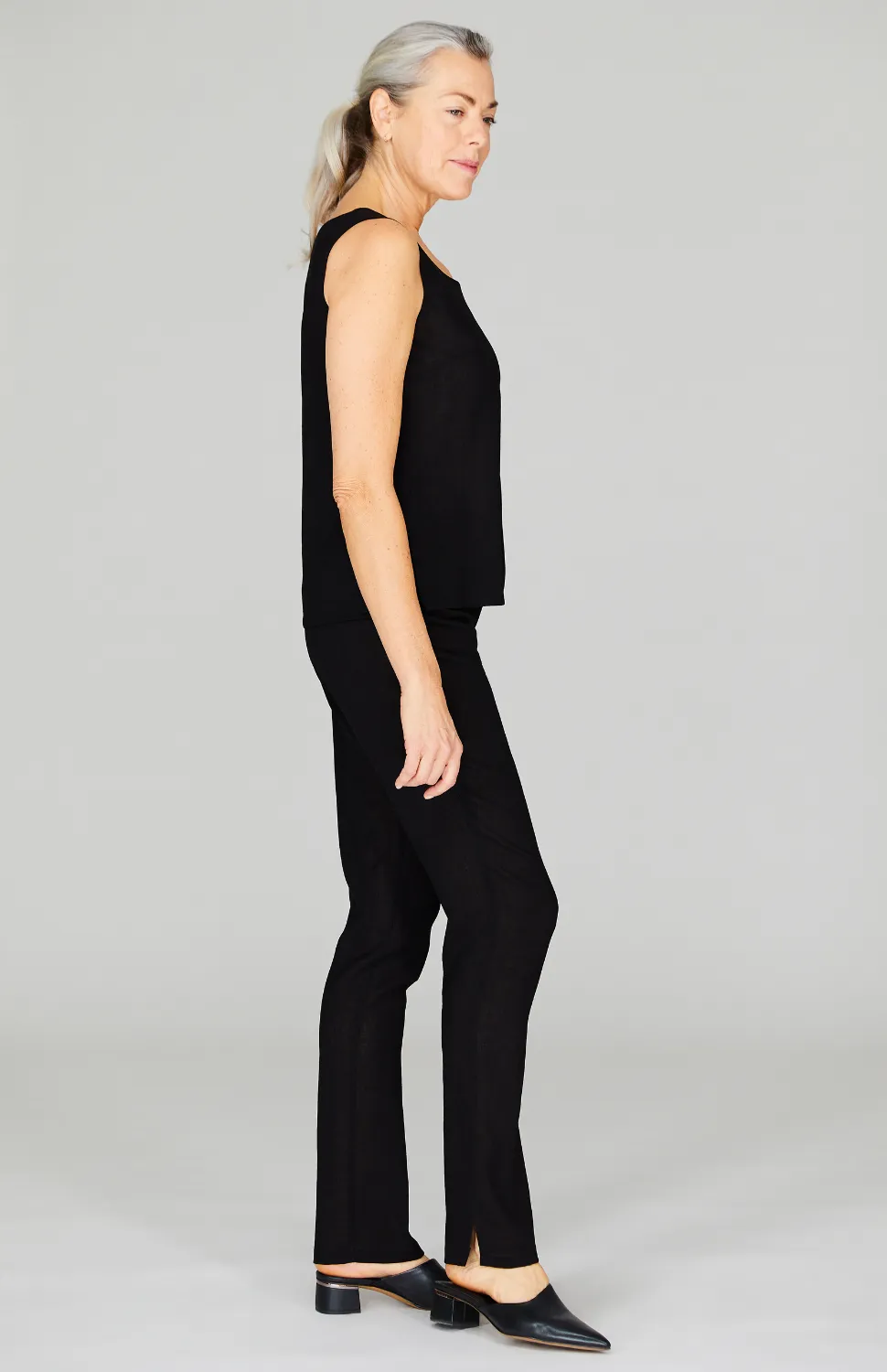 Microlinen Essential Narrow Leg Pant w/Flat Front, Back Elastic, & Slimmest Fit