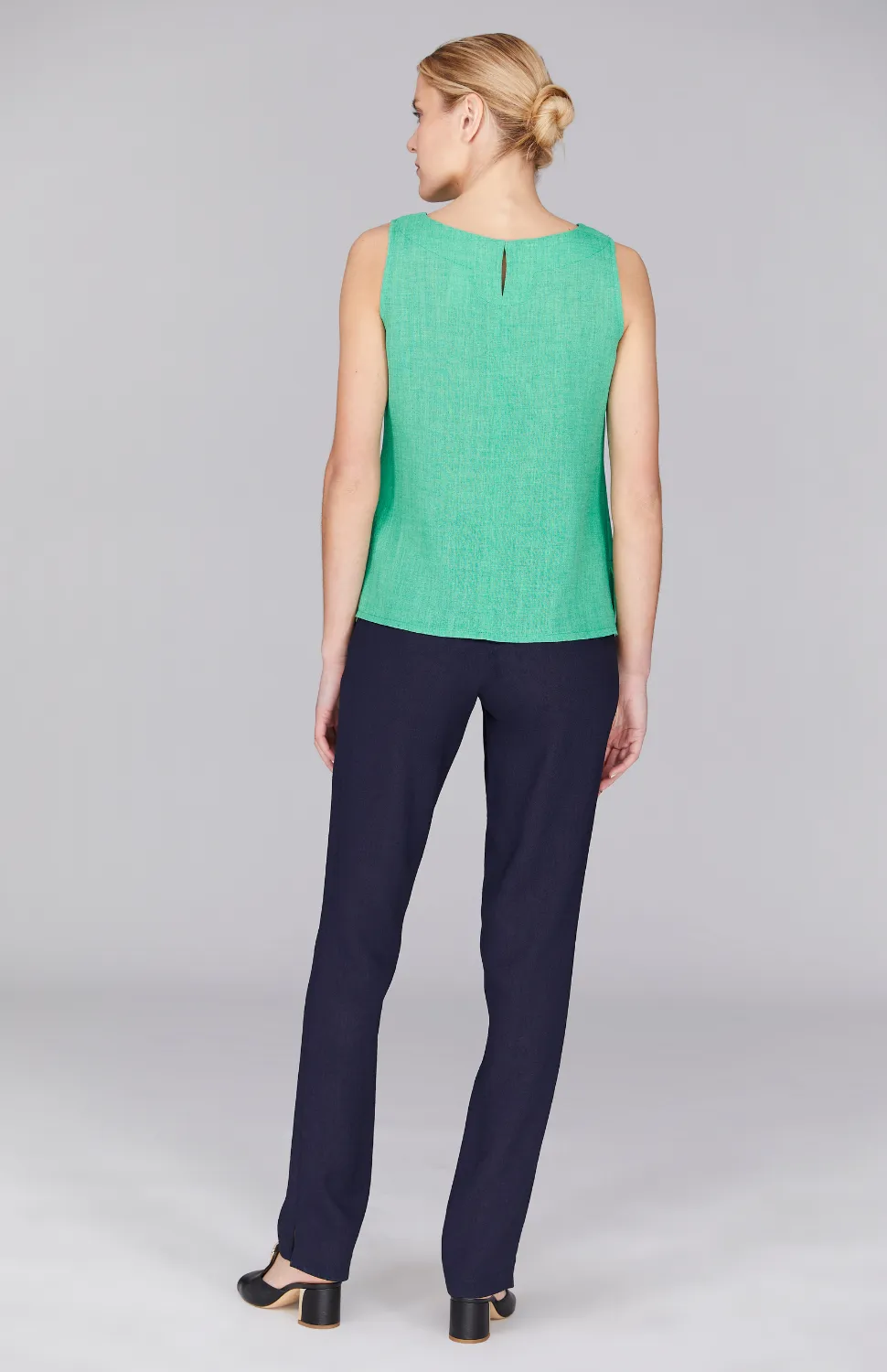 Microlinen Essential Narrow Leg Pant w/Flat Front, Back Elastic, & Slimmest Fit