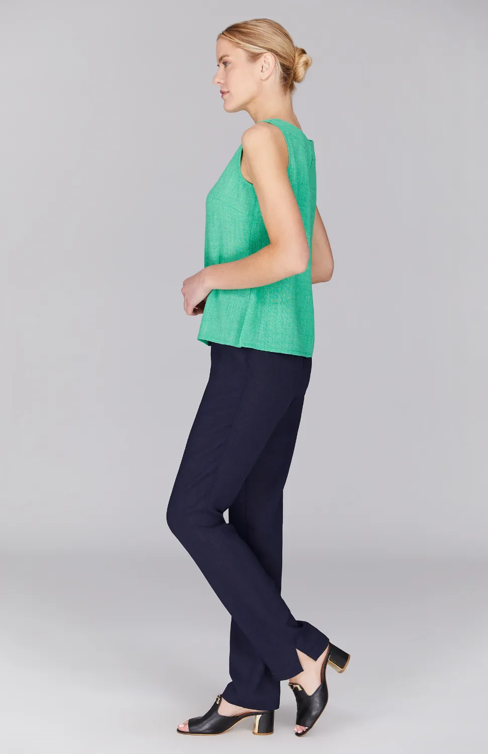 Microlinen Essential Narrow Leg Pant w/Flat Front, Back Elastic, & Slimmest Fit